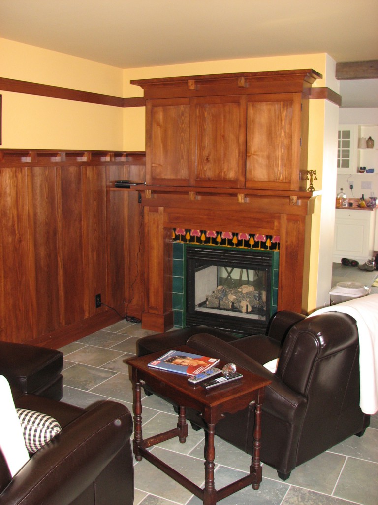Arts and Crafts Style Fireplace/ Entertainment system